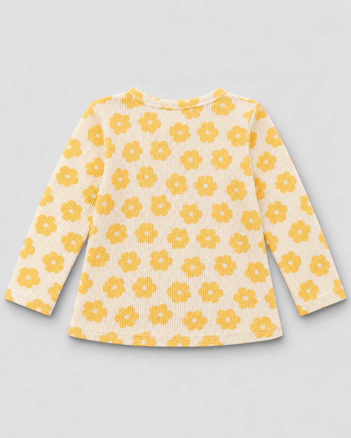 Girls’ Cream & Yellow Daisy Print Henley Long-Sleeve Top