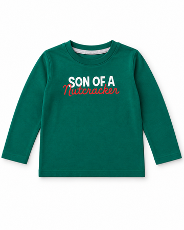 Boys’ Green “Son of a Nutcracker” Graphic Full-Sleeve T-Shirt