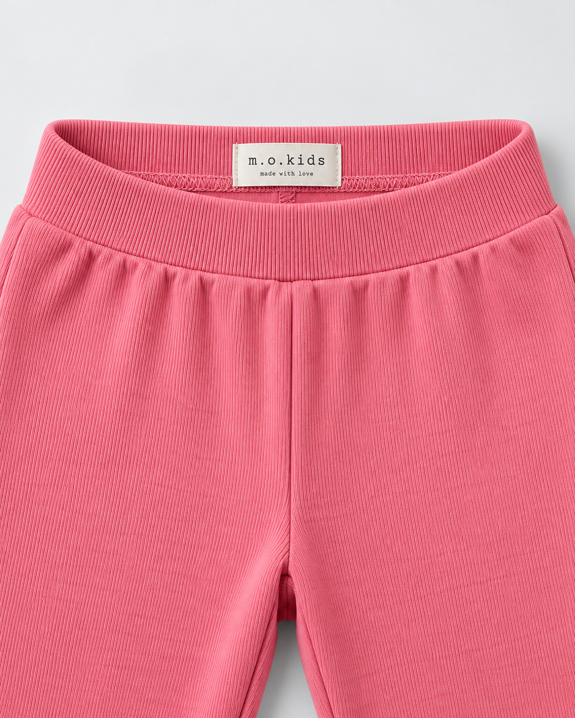 Girls’ Coral Pink Ribbed Leggings with Lettuce Hem