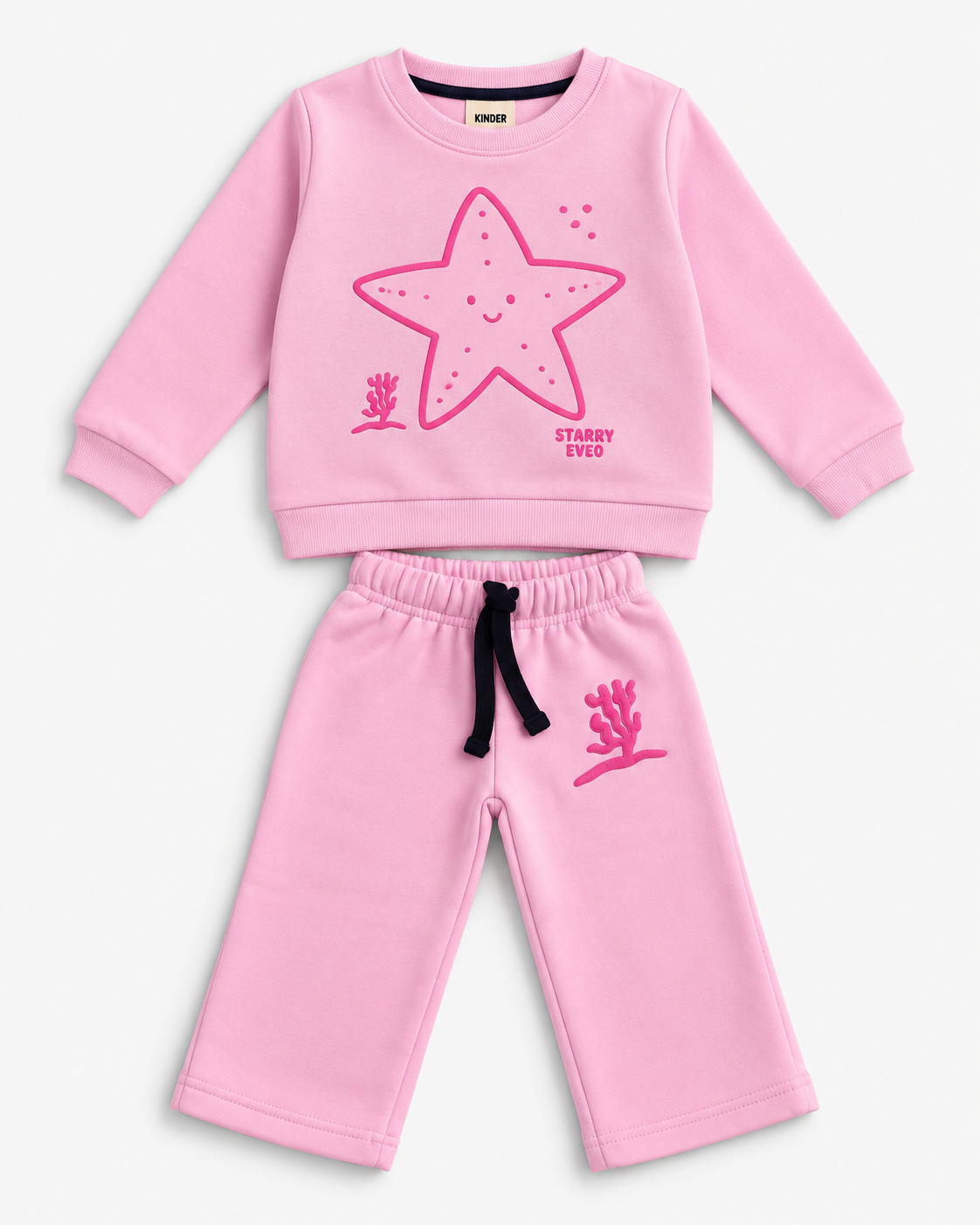 Girls’ Baby Pink Starfish Printed Co-Ord Set