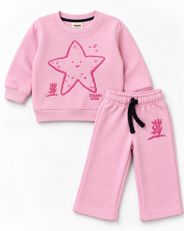 Girls’ Baby Pink Starfish Printed Co-Ord Set