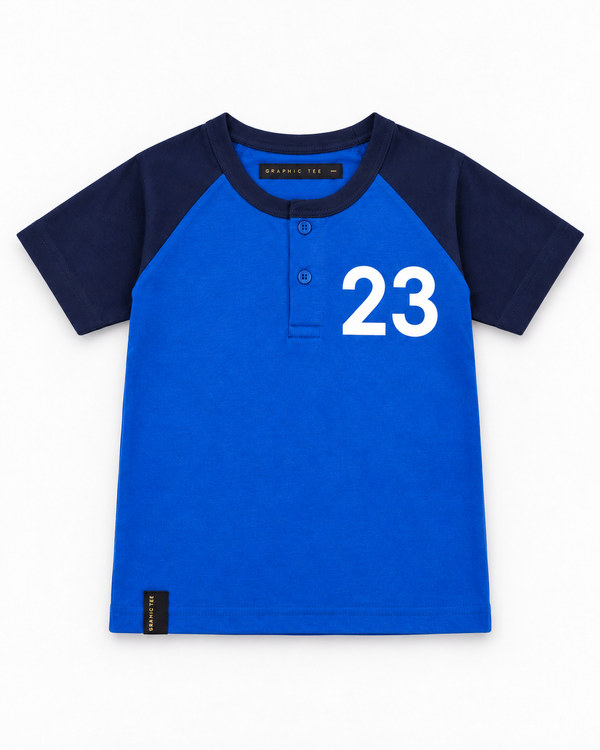Boys’ Royal Blue & Navy Number 23 Raglan Half-Sleeve T-Shirt