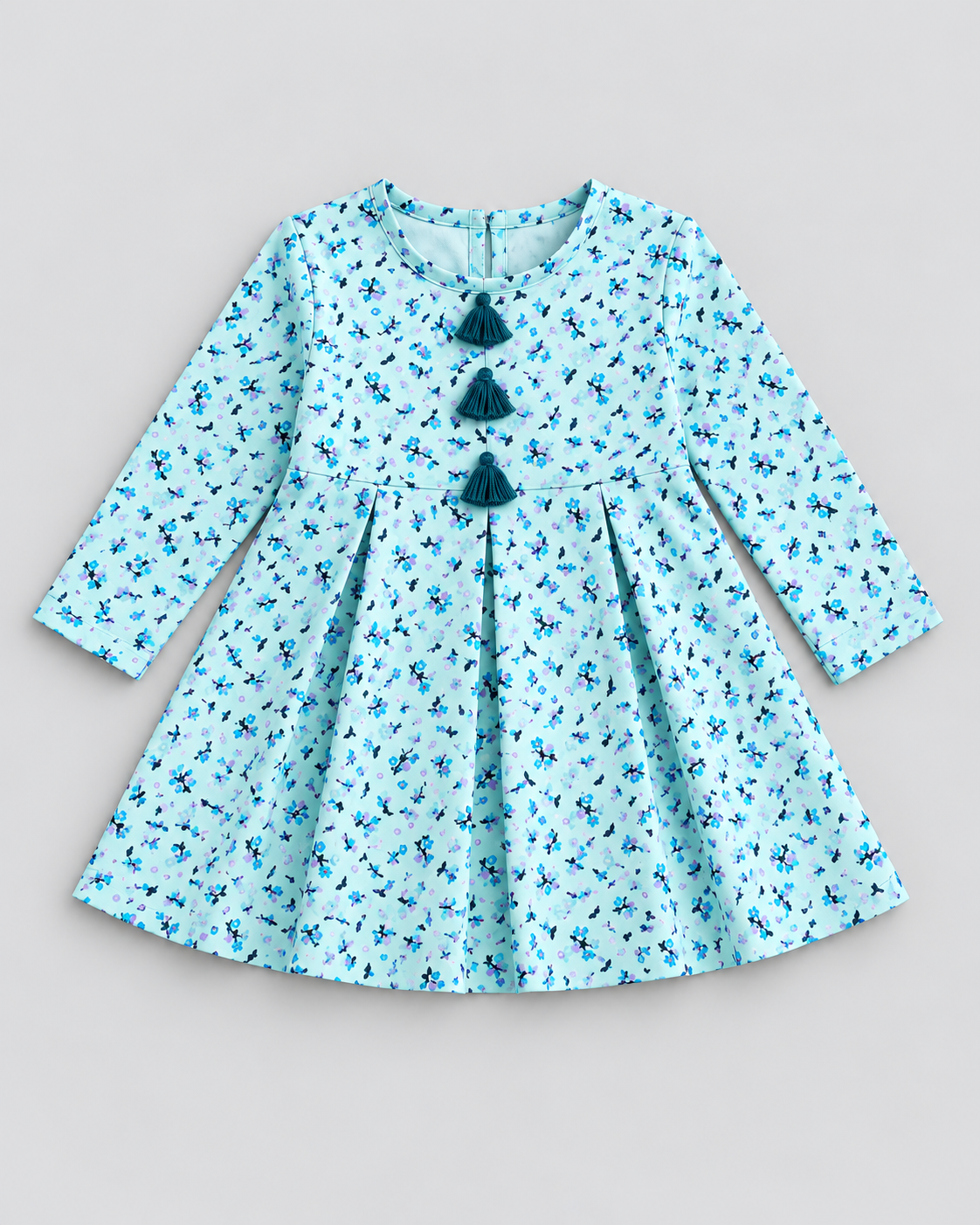 Girls’ Aqua Blue Floral Printed Lawn 2-Piece Co-Ord Set