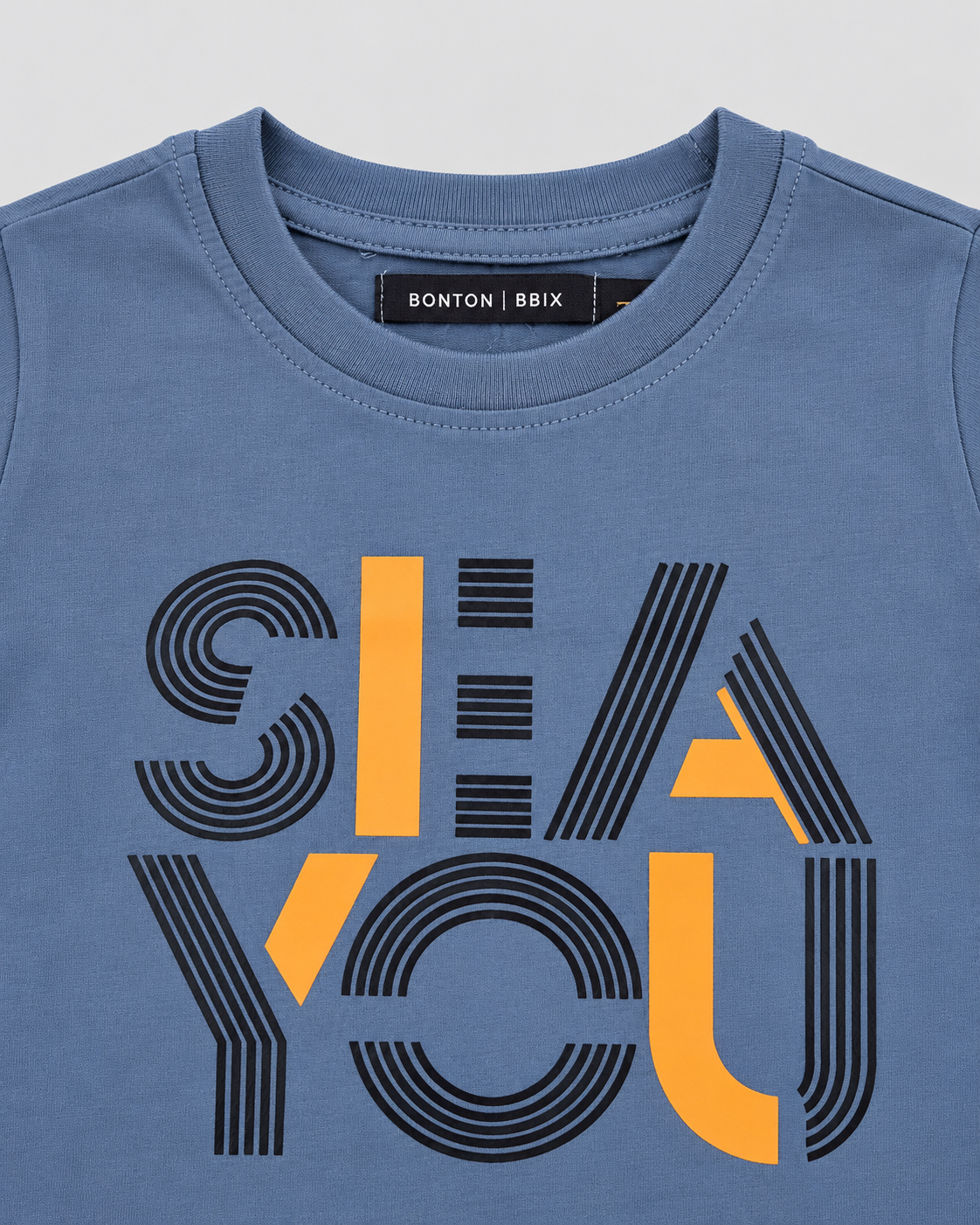 Boys’ Slate Blue “See You” Typography Graphic Half-Sleeve T-Shirt