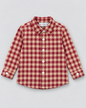 Boys’ Red & Peach Plaid Check Full-Sleeve Casual Shirt