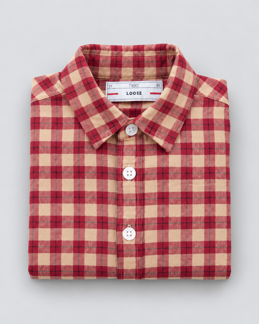 Boys’ Red & Peach Plaid Check Full-Sleeve Casual Shirt