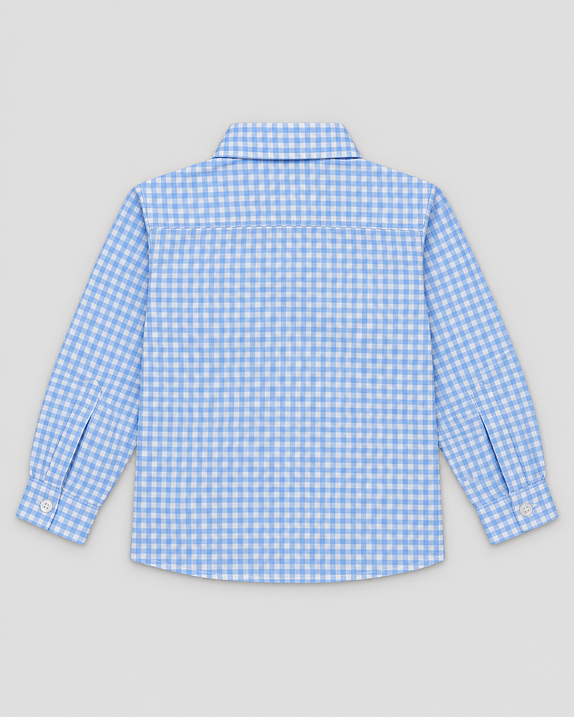 Boys’ Sky Blue & White Gingham Check Full-Sleeve Button-Down Shirt