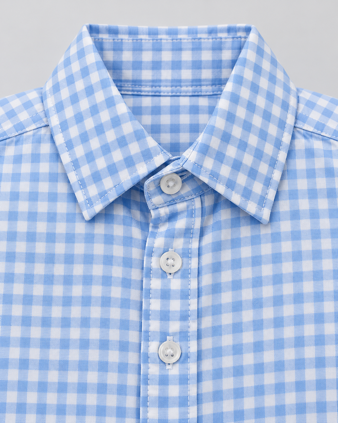 Boys’ Sky Blue & White Gingham Check Full-Sleeve Button-Down Shirt