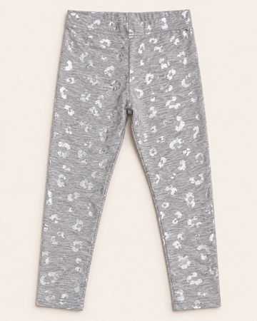 Girls’ Light Grey & White spot Printed Full-Length Leggings