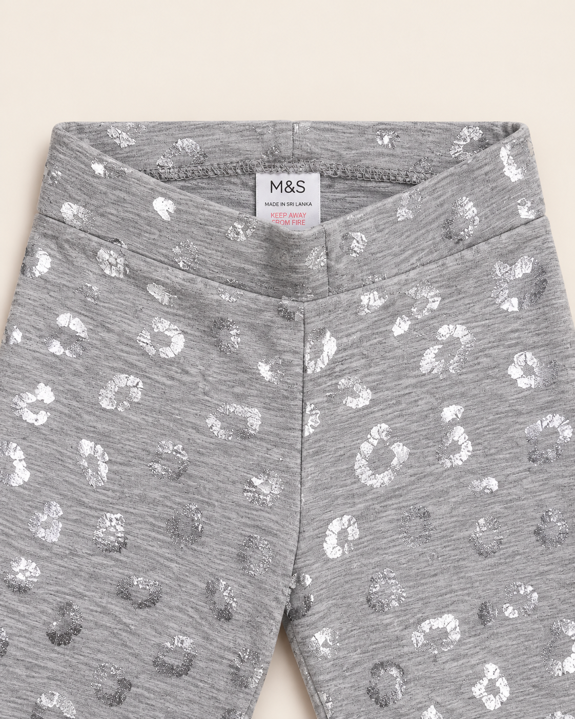 Girls’ Light Grey & White spot Printed Full-Length Leggings