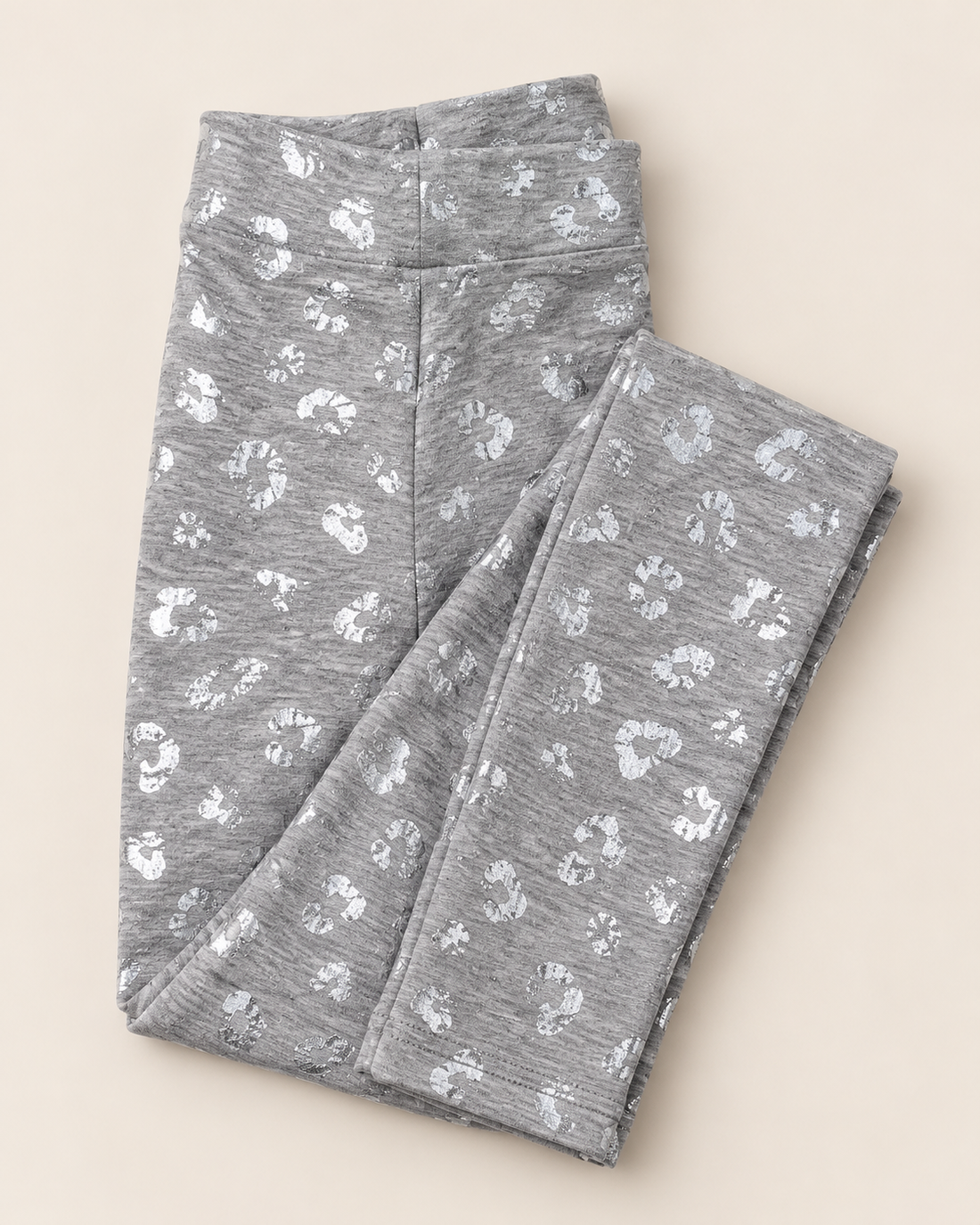 Girls’ Light Grey & White spot Printed Full-Length Leggings