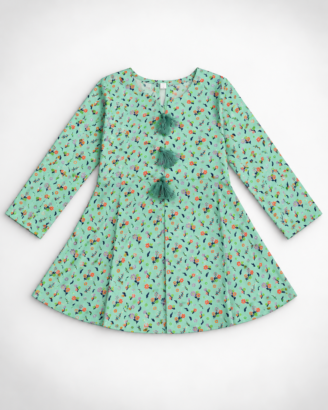 Girls’ Mint Green Multicolour Floral Printed Lawn 2-Piece Co-Ord Set