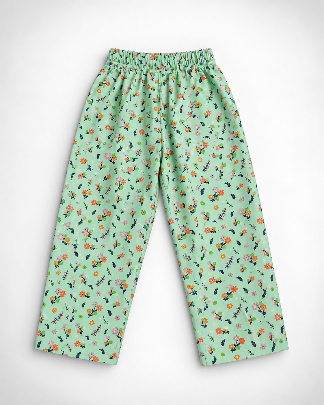 Girls’ Mint Green Multicolour Floral Printed Lawn 2-Piece Co-Ord Set