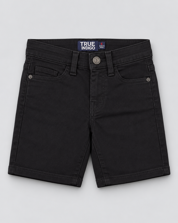 Boys’ Black Crafted Denim Classic Casual Shorts