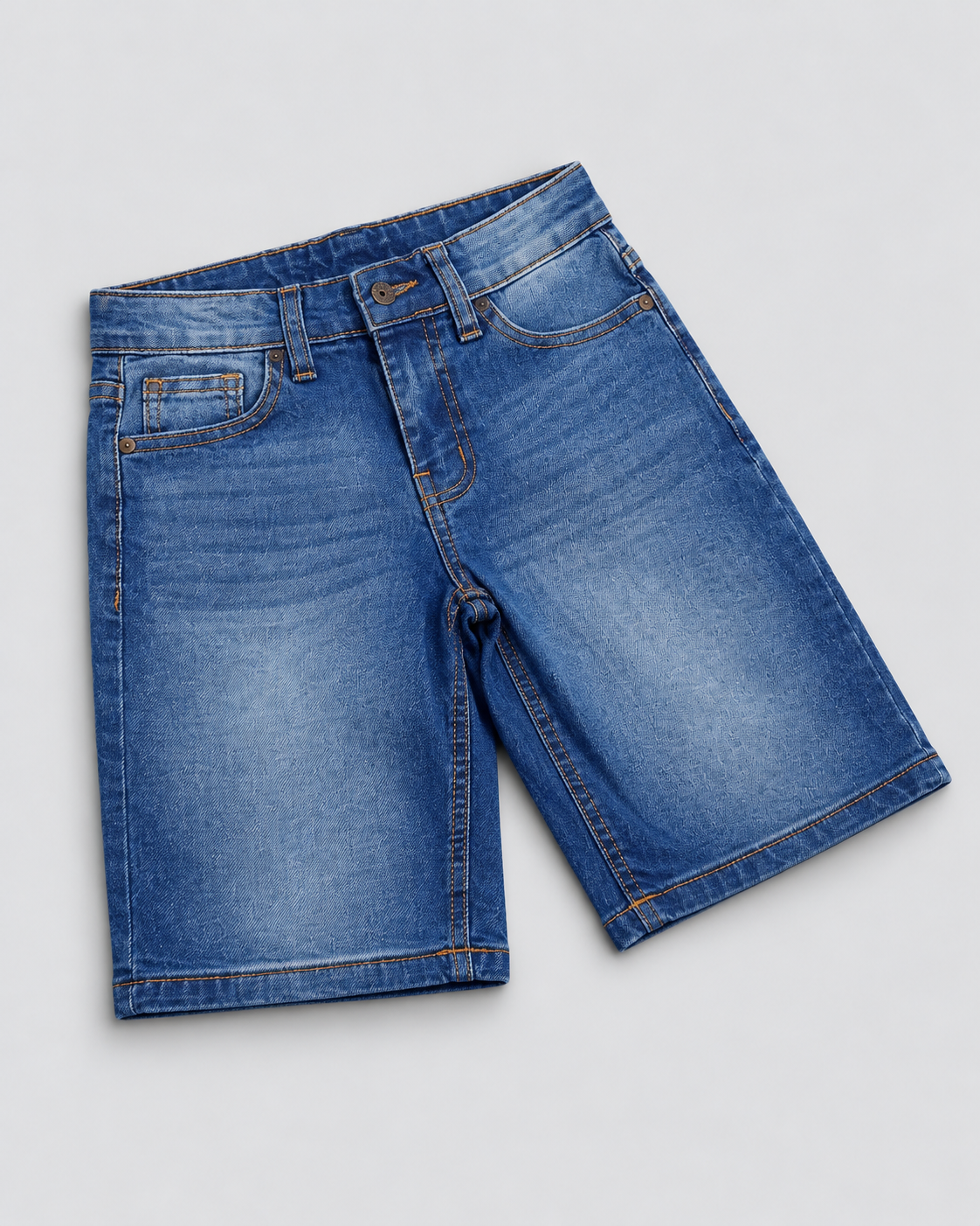 Boys’ Medium Blue Crafted Denim Washed Casual Shorts