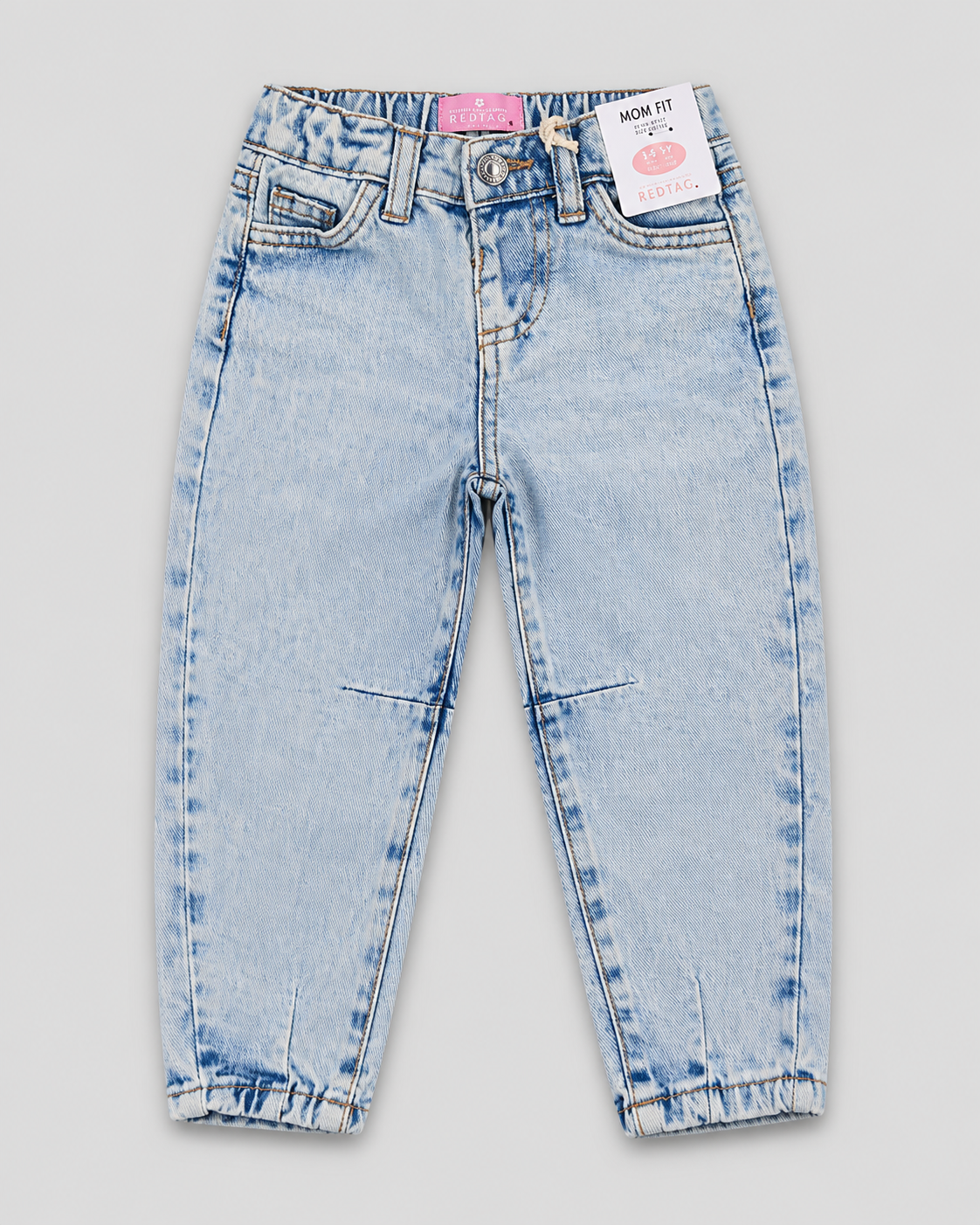 Girls’ Light Blue Washed Mom Fit Denim Jeans