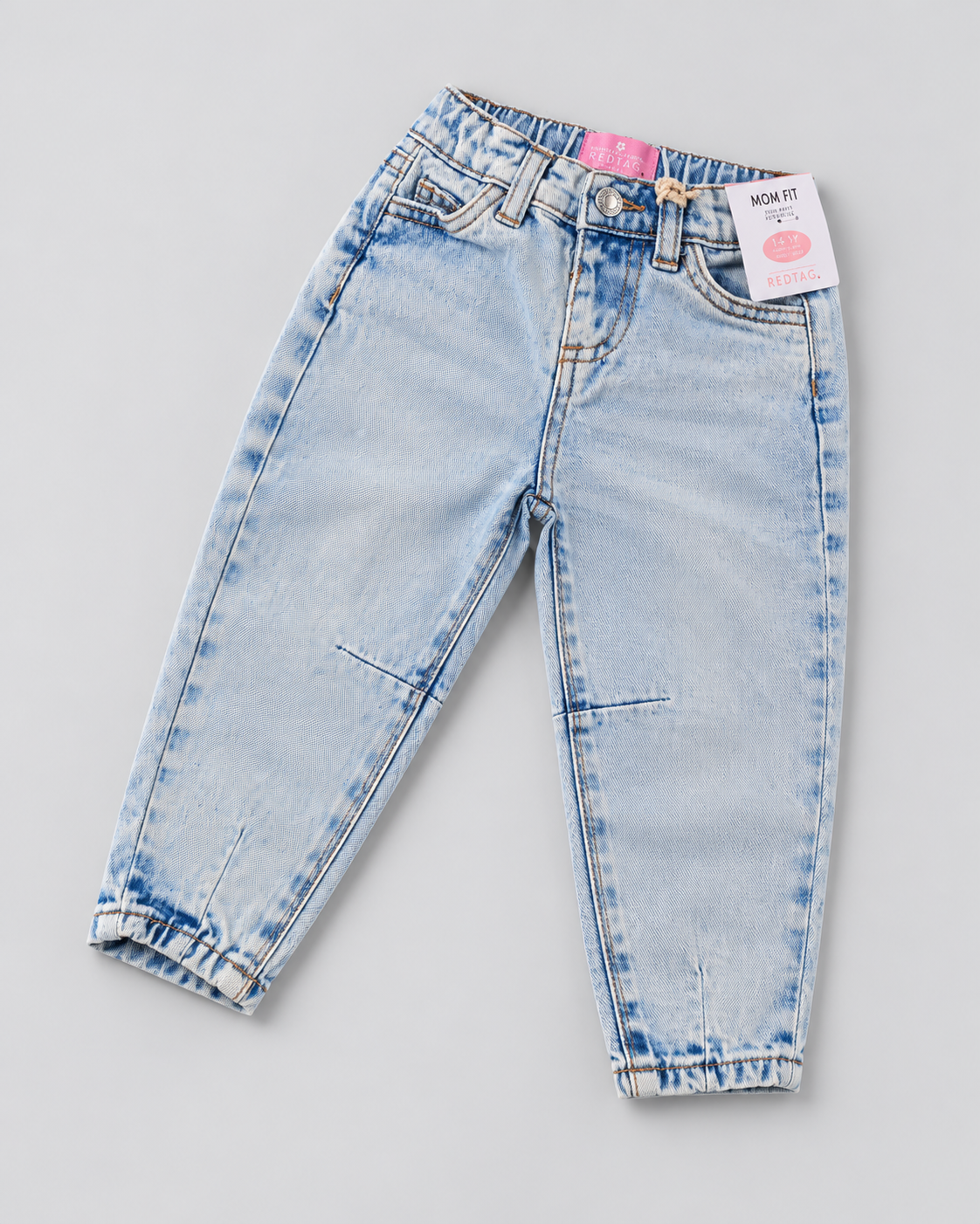 Girls’ Light Blue Washed Mom Fit Denim Jeans