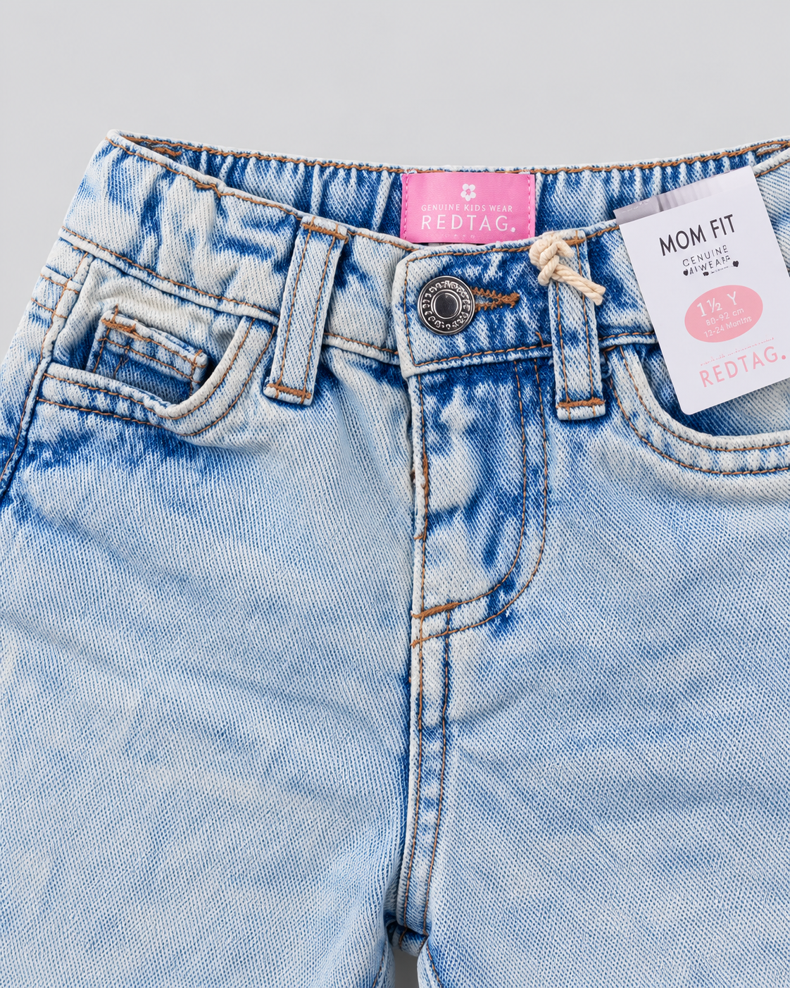 Girls’ Light Blue Washed Mom Fit Denim Jeans