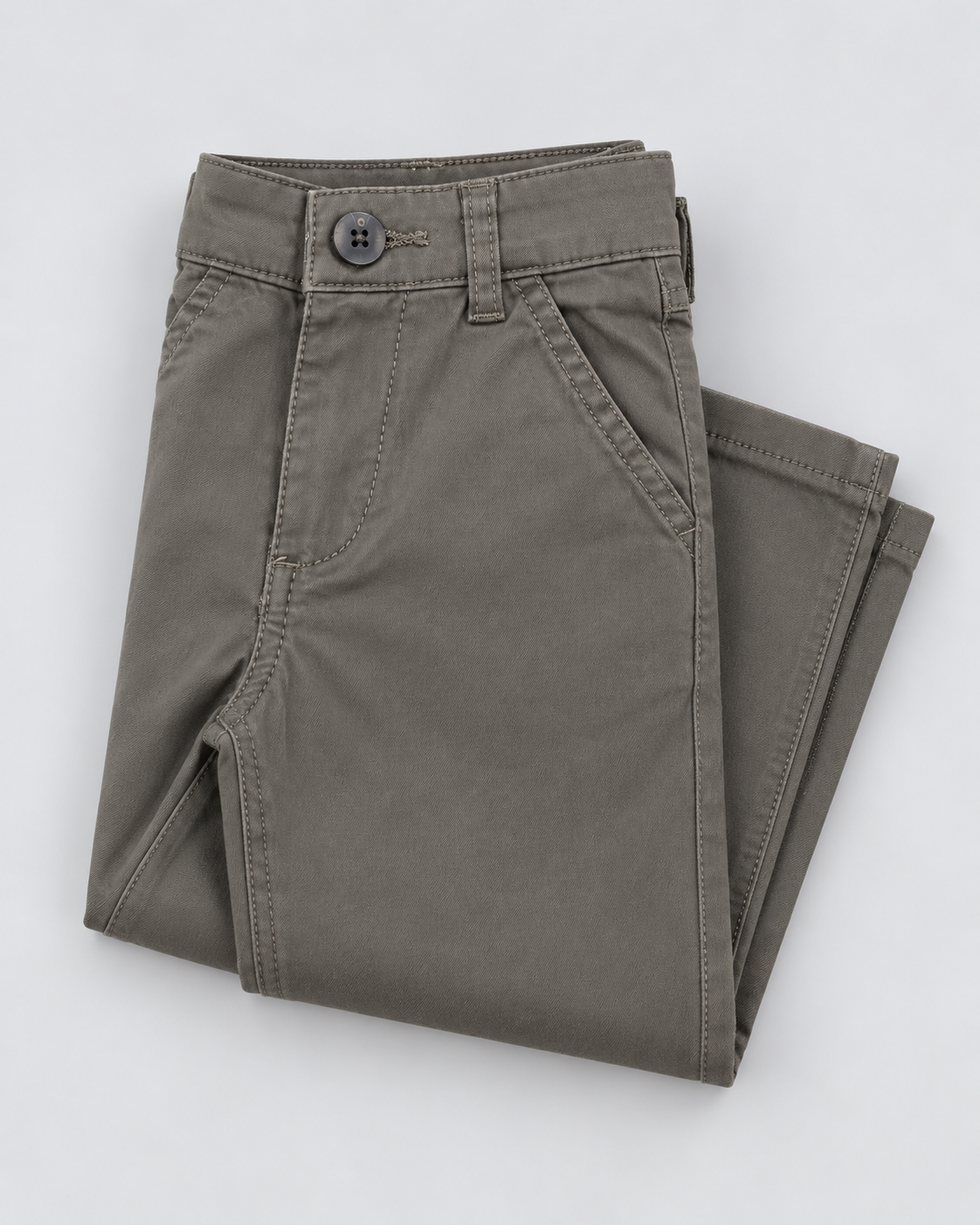 Boys’ Olive Grey Classic Straight-Leg Chino Pants