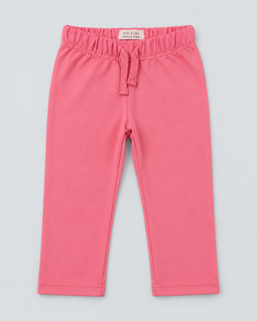 Girls’ Coral Pink Elastic Waist Straight-Leg Trousers