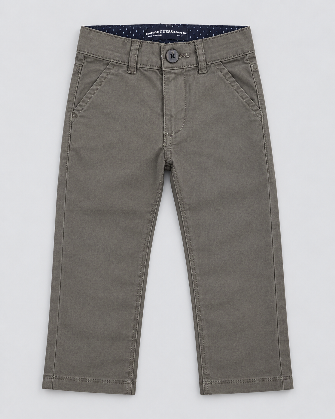 Boys’ Olive Grey Classic Straight-Leg Chino Pants