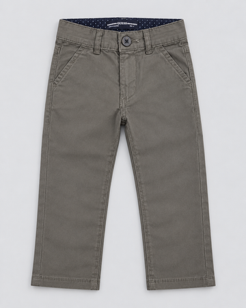 Boys’ Olive Grey Classic Straight-Leg Chino Pants