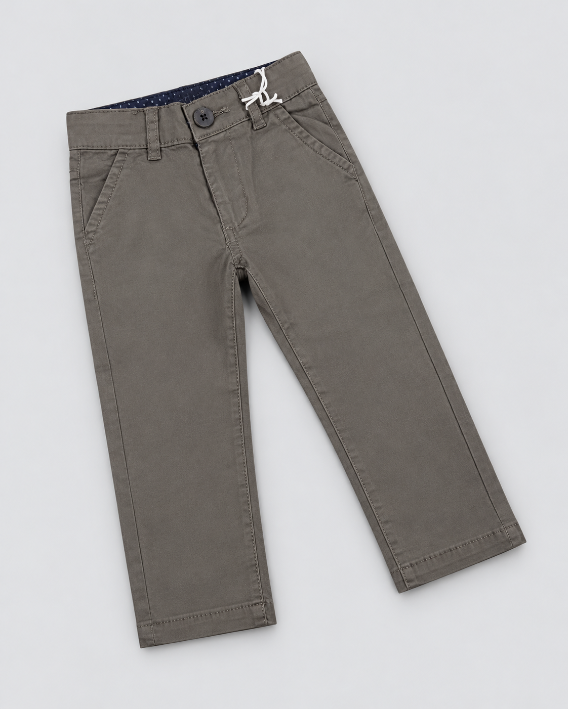 Boys’ Olive Grey Classic Straight-Leg Chino Pants