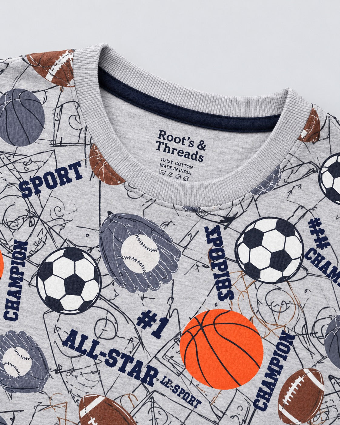Boys’ Grey Roots & Threads All-Star Sports Print Long-Sleeve T-Shirt
