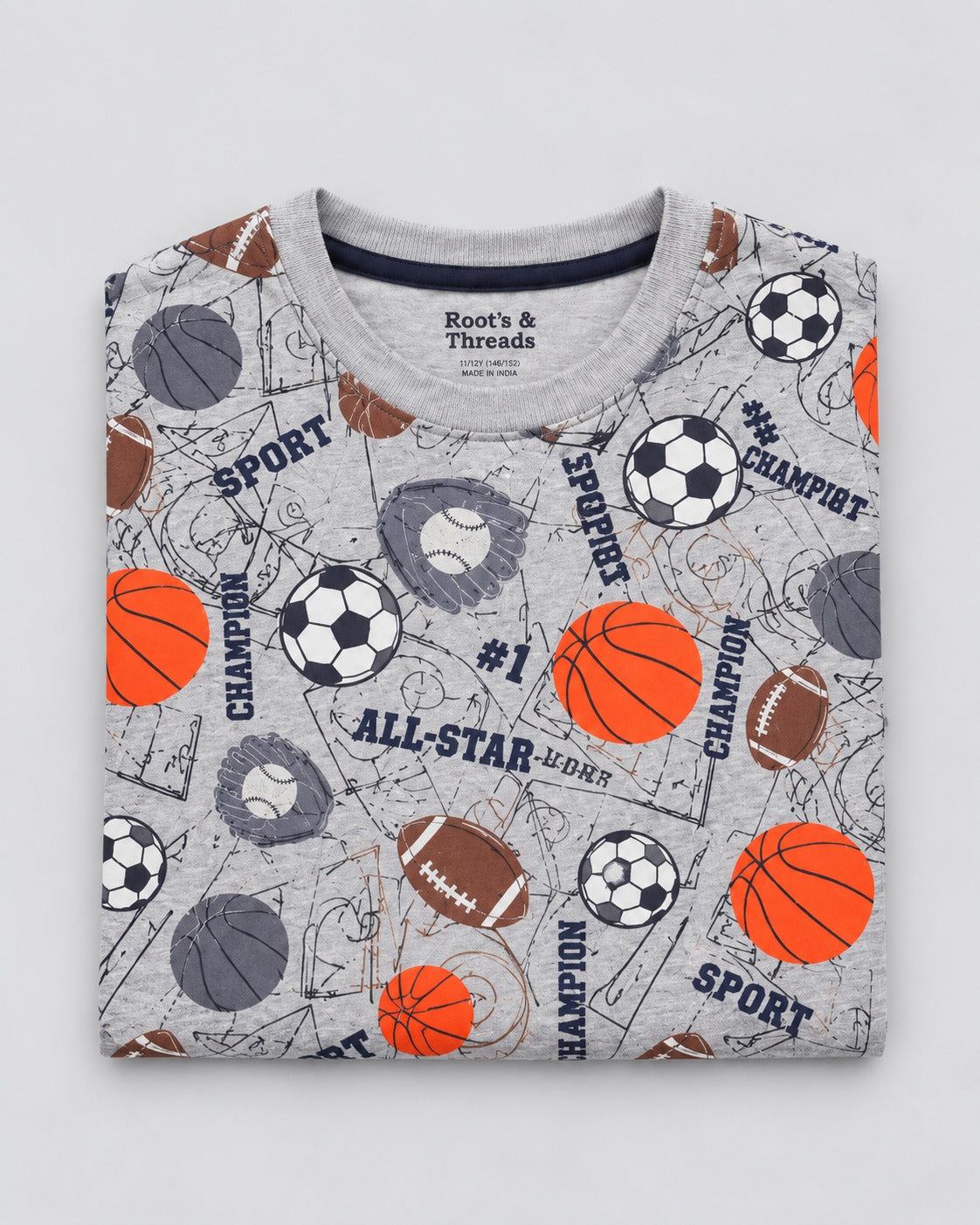 Boys’ Grey Roots & Threads All-Star Sports Print Long-Sleeve T-Shirt